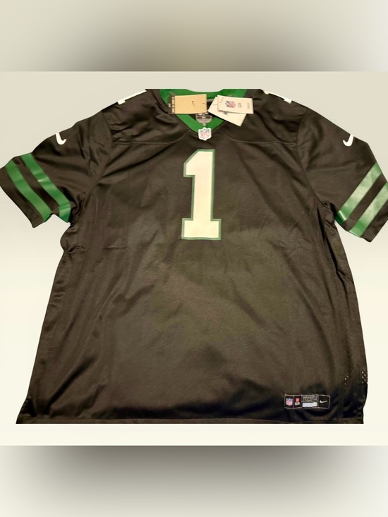 NFL Other - NFL Men’s Black Jersey with Green Trim and White Number 1